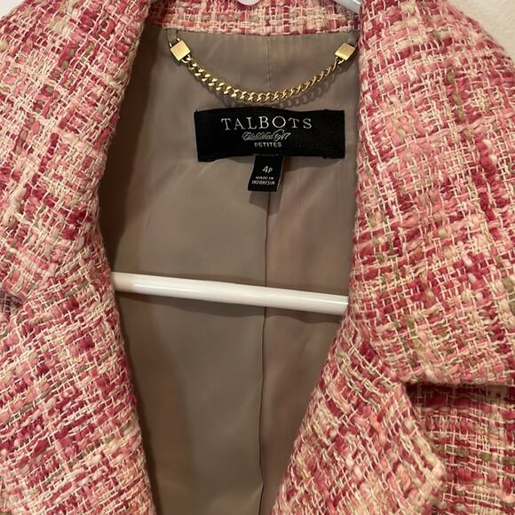 Talbots pink tweed wool blazer size 4P - Picture 4 of 5